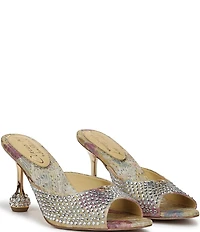 Circus NY by Sam Edelman Gisella Rhinestone Printed Jacquard Sculpted Heel Dress Slide Sandals