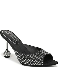 Circus NY by Sam Edelman Gisella Rhinestone Satin Sculpted Heel Dress Slide Sandals