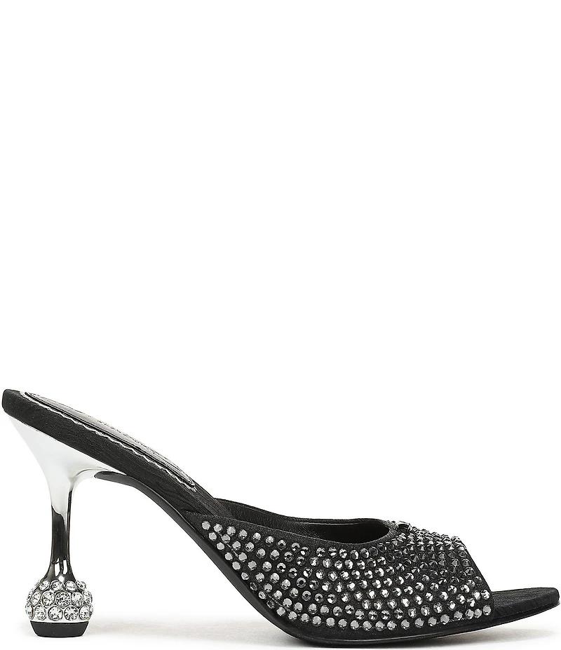 Circus NY by Sam Edelman Gisella Rhinestone Satin Sculpted Heel Dress Slide Sandals