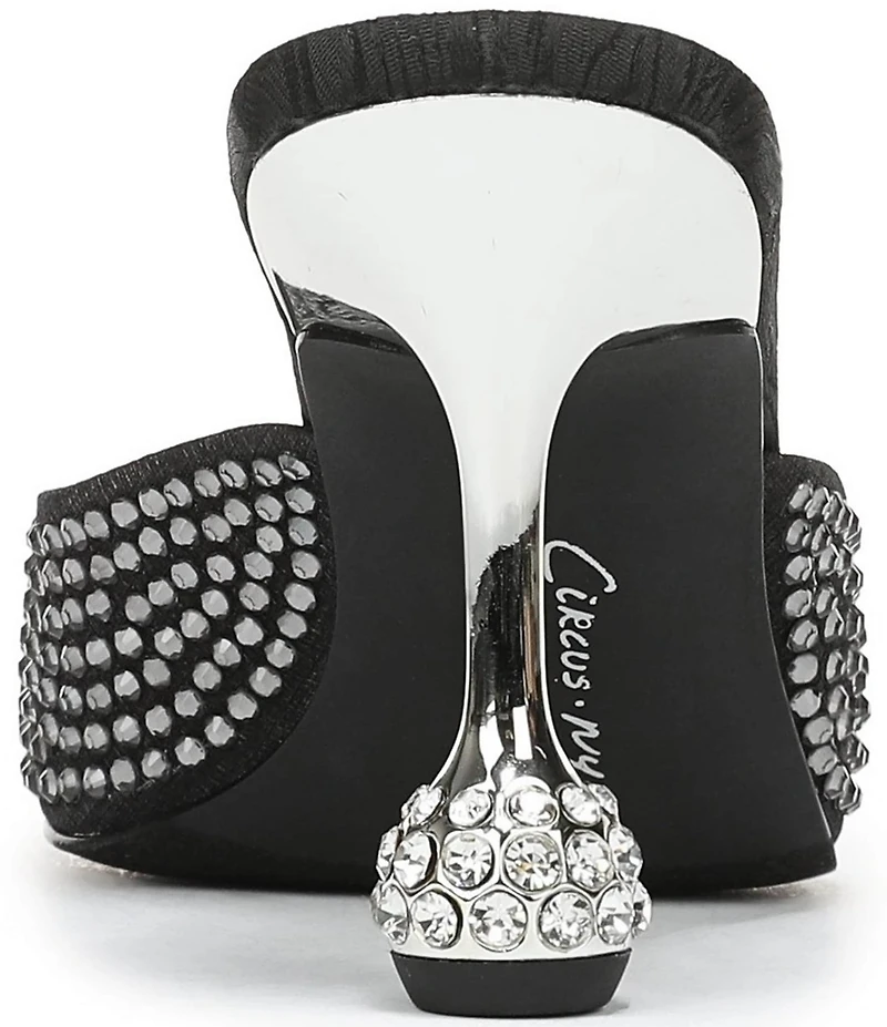 Circus NY by Sam Edelman Gisella Rhinestone Satin Sculpted Heel Dress Slide Sandals
