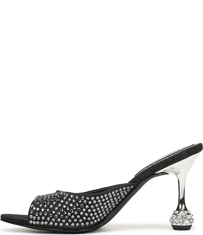 Circus NY by Sam Edelman Gisella Rhinestone Satin Sculpted Heel Dress Slide Sandals