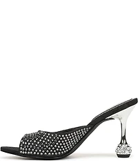 Circus NY by Sam Edelman Gisella Rhinestone Satin Sculpted Heel Dress Slide Sandals
