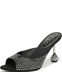 Circus NY by Sam Edelman Gisella Rhinestone Satin Sculpted Heel Dress Slide Sandals