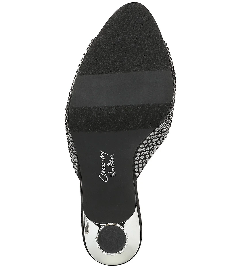 Circus NY by Sam Edelman Gisella Rhinestone Satin Sculpted Heel Dress Slide Sandals