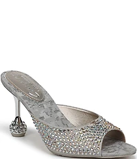 Circus NY by Sam Edelman Gisella Rhinestone Shimmer Satin Sculpted Heel Dress Slide Sandals
