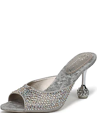 Circus NY by Sam Edelman Gisella Rhinestone Shimmer Satin Sculpted Heel Dress Slide Sandals