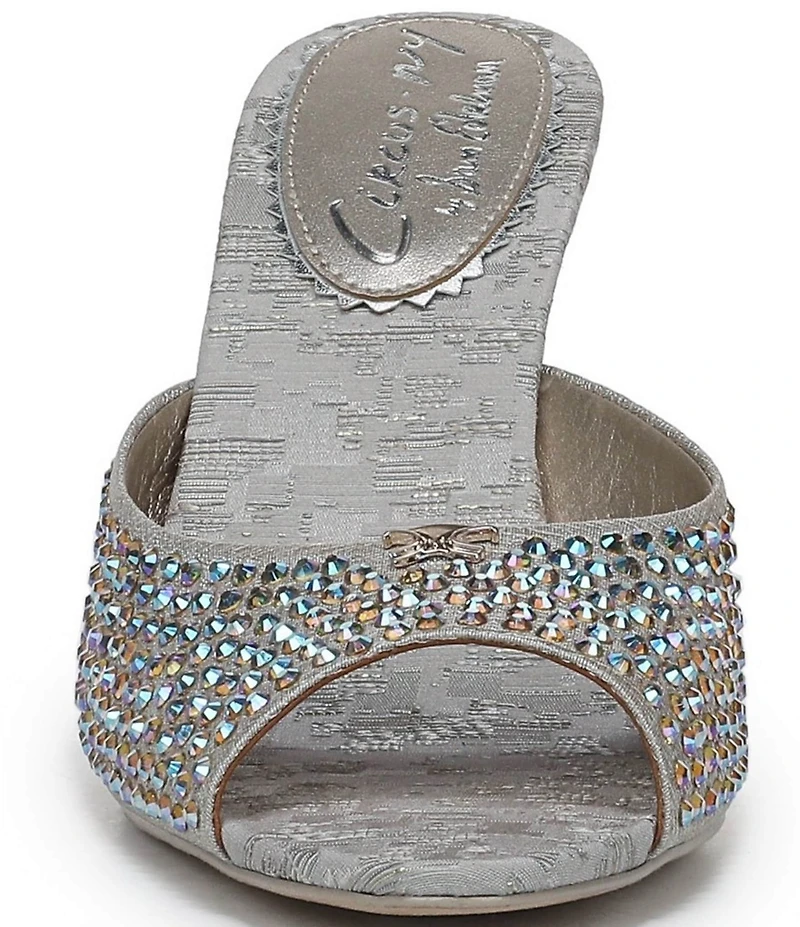 Circus NY by Sam Edelman Gisella Rhinestone Shimmer Satin Sculpted Heel Dress Slide Sandals
