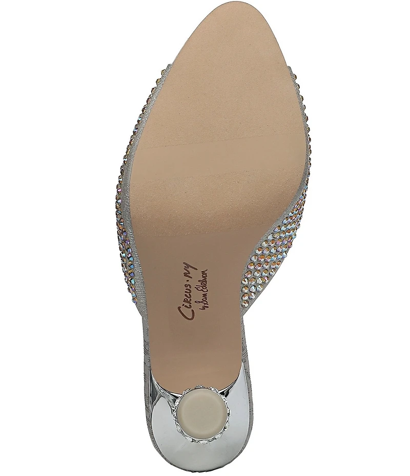 Circus NY by Sam Edelman Gisella Rhinestone Shimmer Satin Sculpted Heel Dress Slide Sandals