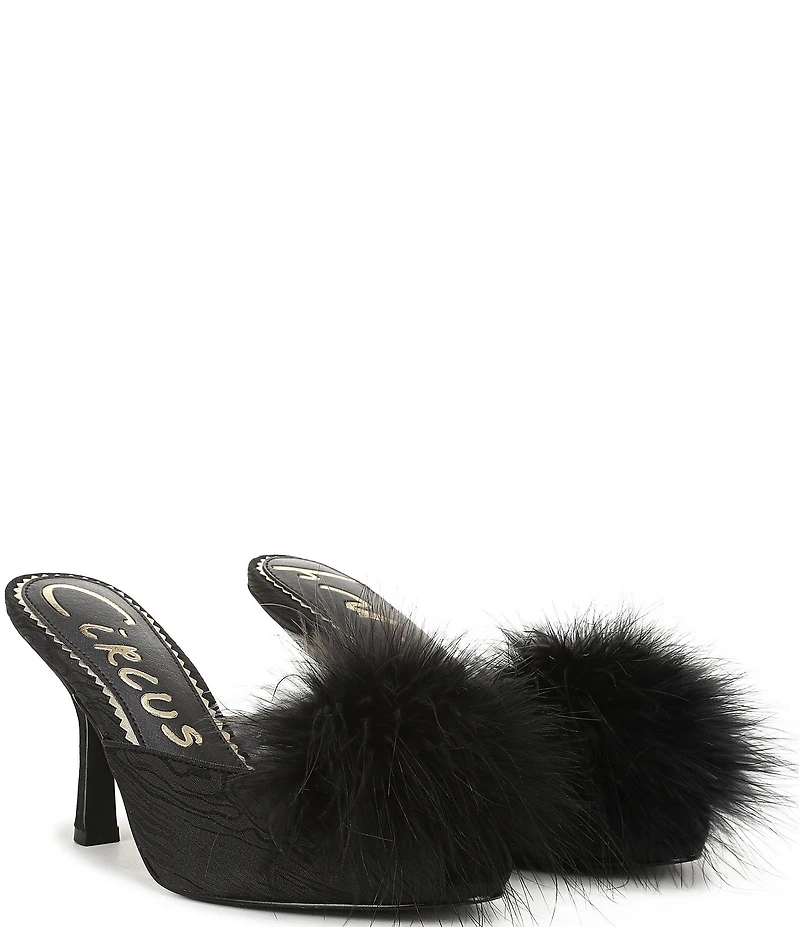 Circus NY by Sam Edelman Glenda Fluff Feather Detail Fabric Peep Toe Dress Pumps