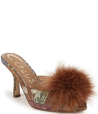 Circus NY by Sam Edelman Glenda Fluff Feather Detail Floral Fabric Peep Toe Dress Pumps