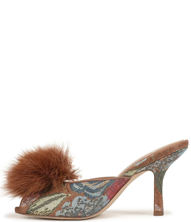 Circus NY by Sam Edelman Glenda Fluff Feather Detail Floral Fabric Peep Toe Dress Pumps