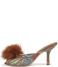 Circus NY by Sam Edelman Glenda Fluff Feather Detail Floral Fabric Peep Toe Dress Pumps