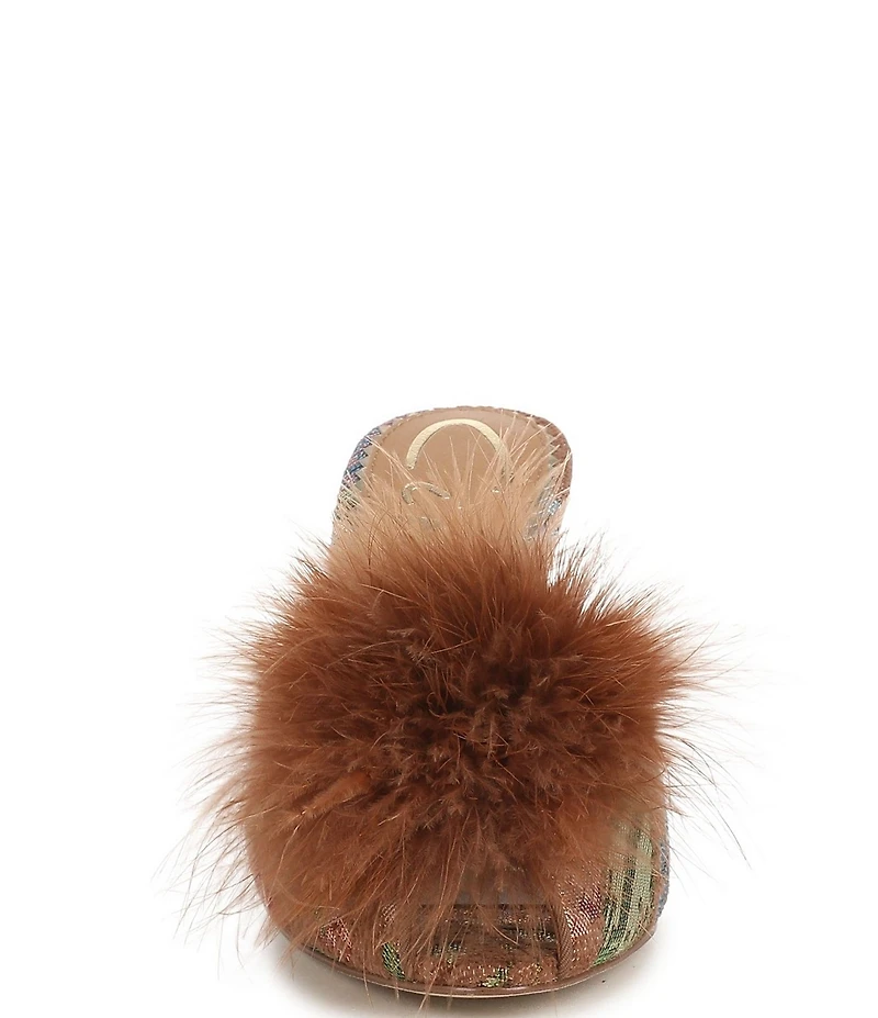 Circus NY by Sam Edelman Glenda Fluff Feather Detail Floral Fabric Peep Toe Dress Pumps