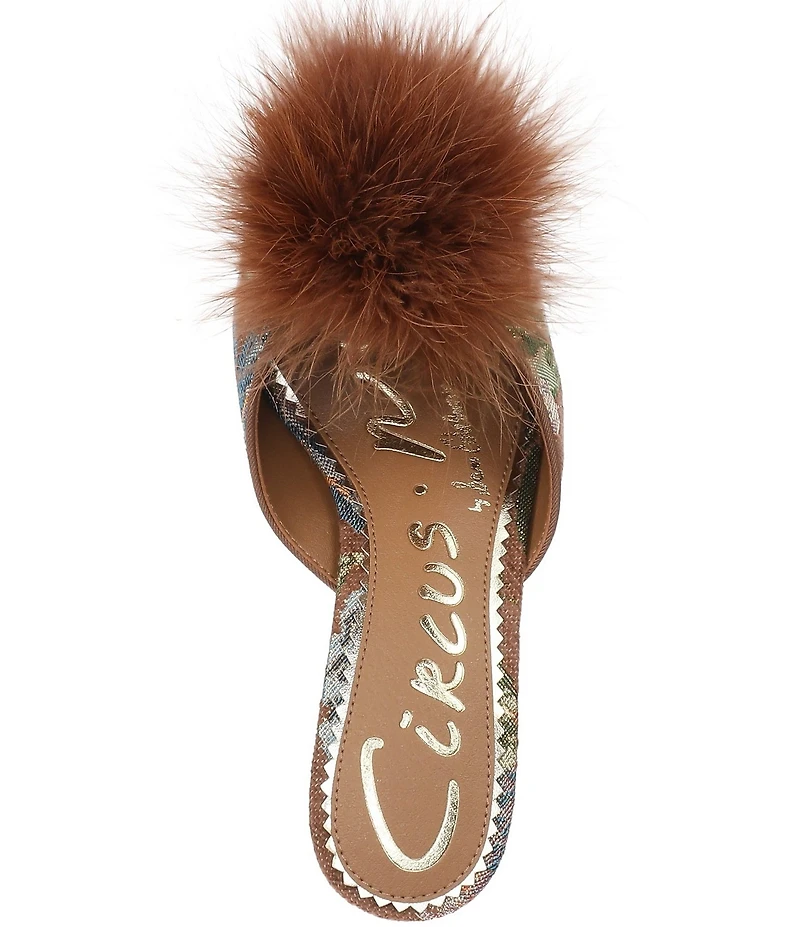 Circus NY by Sam Edelman Glenda Fluff Feather Detail Floral Fabric Peep Toe Dress Pumps