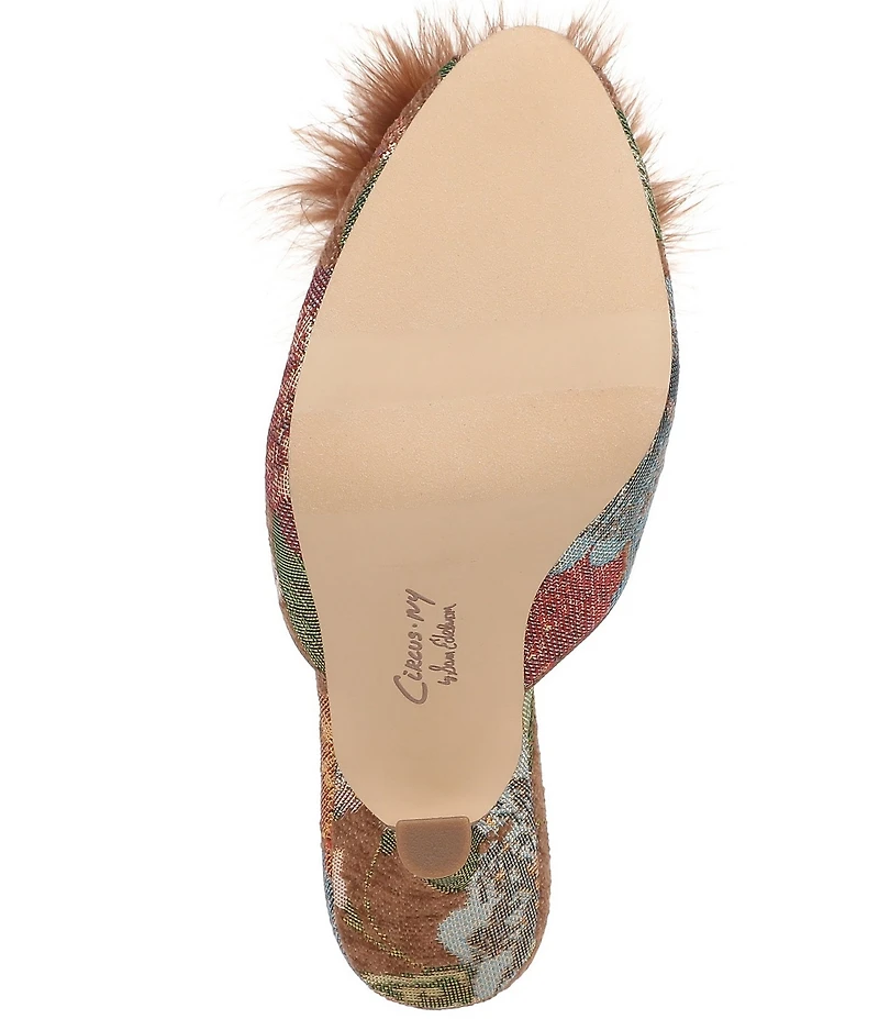 Circus NY by Sam Edelman Glenda Fluff Feather Detail Floral Fabric Peep Toe Dress Pumps