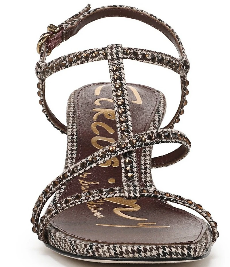 Circus NY by Sam Edelman Jaida Glitz Embellished Houndstooth Ankle Strap Dress Sandals