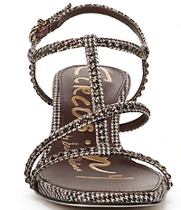 Circus NY by Sam Edelman Jaida Glitz Embellished Houndstooth Ankle Strap Dress Sandals