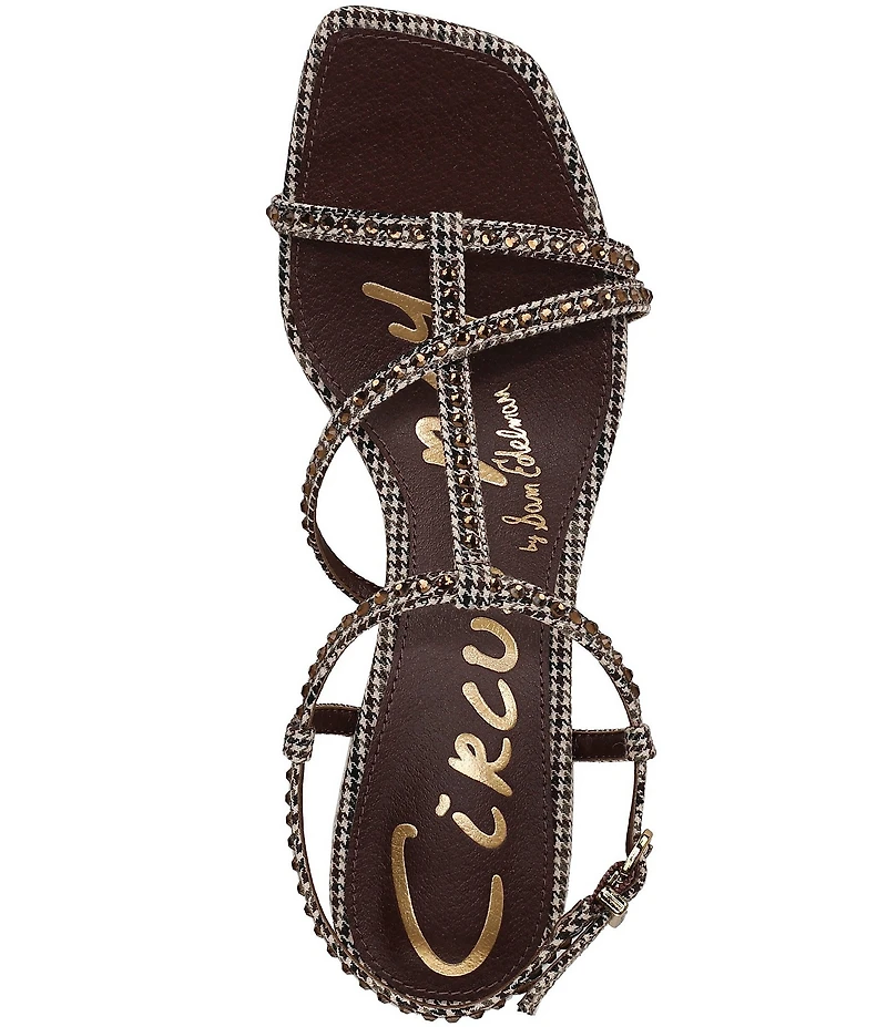 Circus NY by Sam Edelman Jaida Glitz Embellished Houndstooth Ankle Strap Dress Sandals