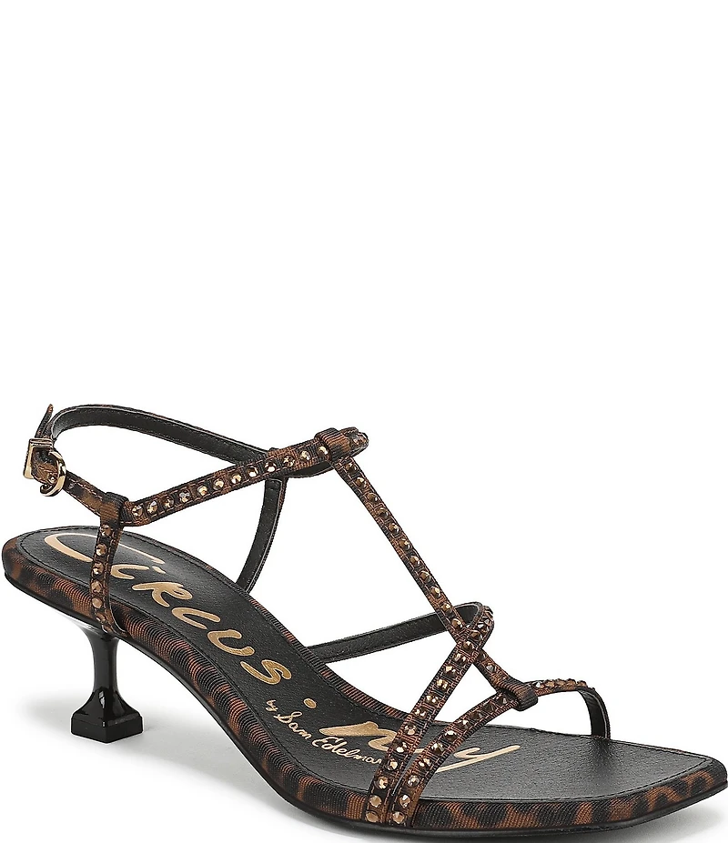 Circus NY by Sam Edelman Jaida Glitz Embellished Leopard Print Ankle Strap Dress Sandals