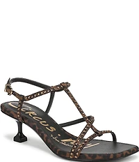 Circus NY by Sam Edelman Jaida Glitz Embellished Leopard Print Ankle Strap Dress Sandals