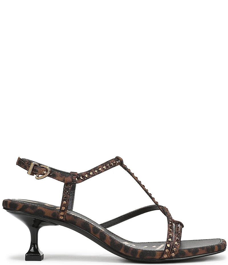 Circus NY by Sam Edelman Jaida Glitz Embellished Leopard Print Ankle Strap Dress Sandals
