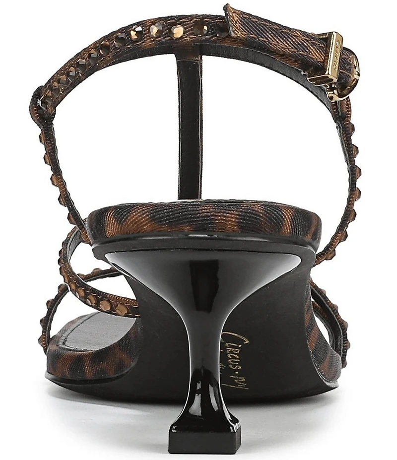 Circus NY by Sam Edelman Jaida Glitz Embellished Leopard Print Ankle Strap Dress Sandals