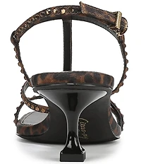 Circus NY by Sam Edelman Jaida Glitz Embellished Leopard Print Ankle Strap Dress Sandals