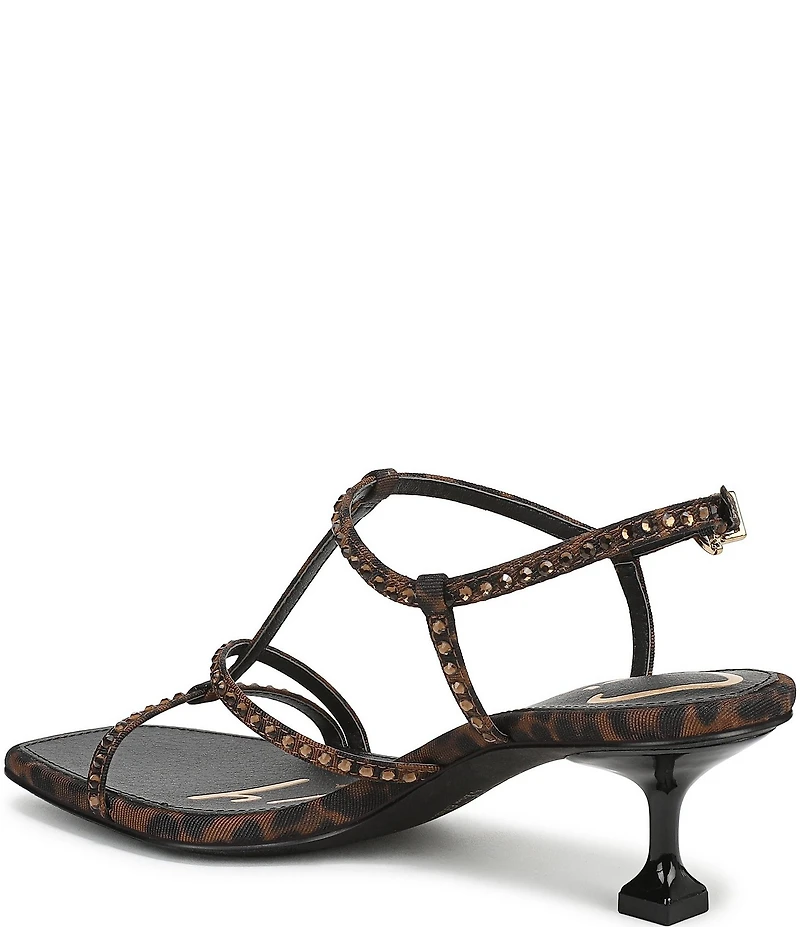 Circus NY by Sam Edelman Jaida Glitz Embellished Leopard Print Ankle Strap Dress Sandals