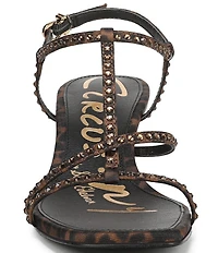 Circus NY by Sam Edelman Jaida Glitz Embellished Leopard Print Ankle Strap Dress Sandals