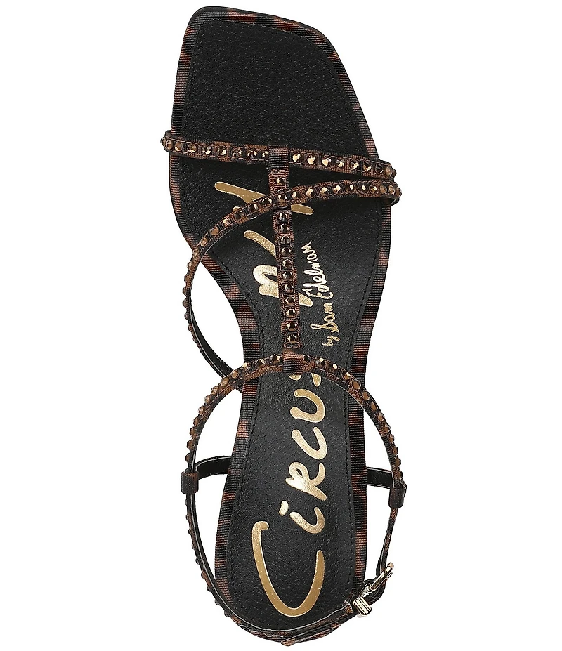 Circus NY by Sam Edelman Jaida Glitz Embellished Leopard Print Ankle Strap Dress Sandals