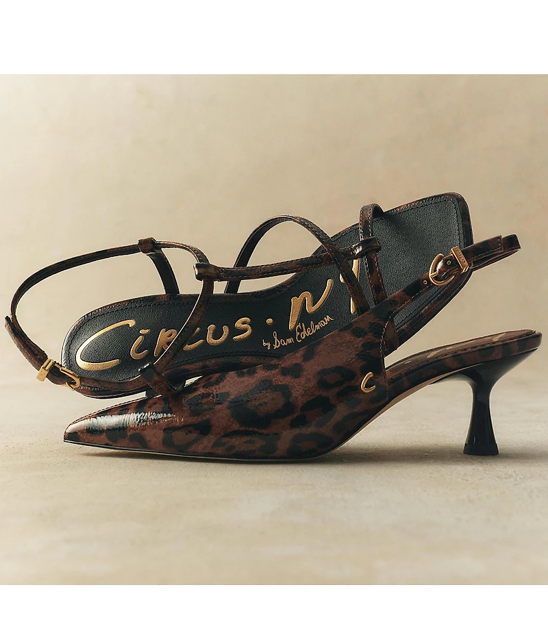 Circus NY by Sam Edelman Jaida Leopard Patent Ankle Strap Dress Sandals