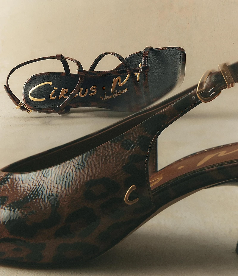 Circus NY by Sam Edelman Jaida Leopard Patent Ankle Strap Dress Sandals