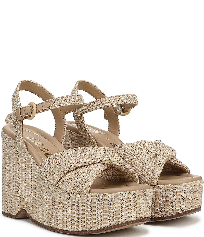 Circus NY by Sam Edelman Joanne Twist Raffia Ankle Strap Platform Wedge Sandals