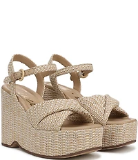 Circus NY by Sam Edelman Joanne Twist Raffia Ankle Strap Platform Wedge Sandals