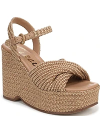 Circus NY by Sam Edelman Joanne Twist Raffia Ankle Strap Platform Wedge Sandals