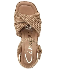 Circus NY by Sam Edelman Joanne Twist Raffia Ankle Strap Platform Wedge Sandals