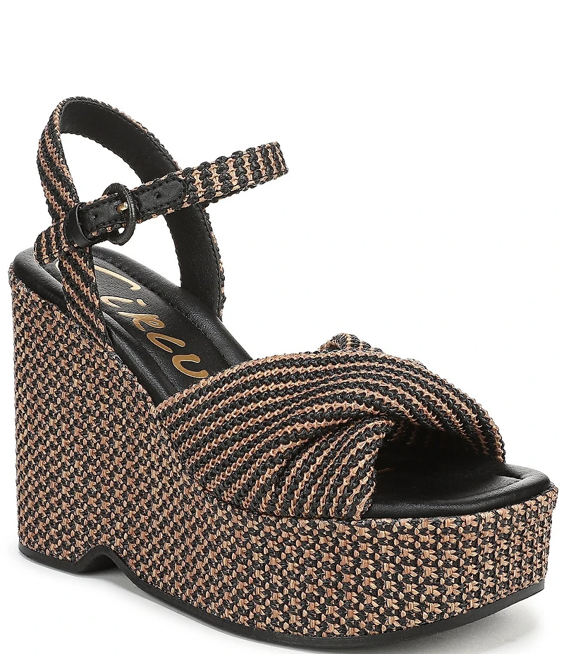Circus NY by Sam Edelman Joanne Twist Raffia Ankle Strap Platform Wedge Sandals