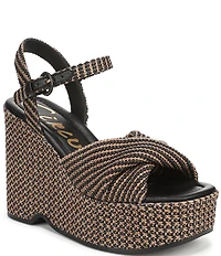 Circus NY by Sam Edelman Joanne Twist Raffia Ankle Strap Platform Wedge Sandals