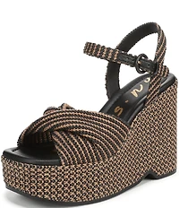 Circus NY by Sam Edelman Joanne Twist Raffia Ankle Strap Platform Wedge Sandals