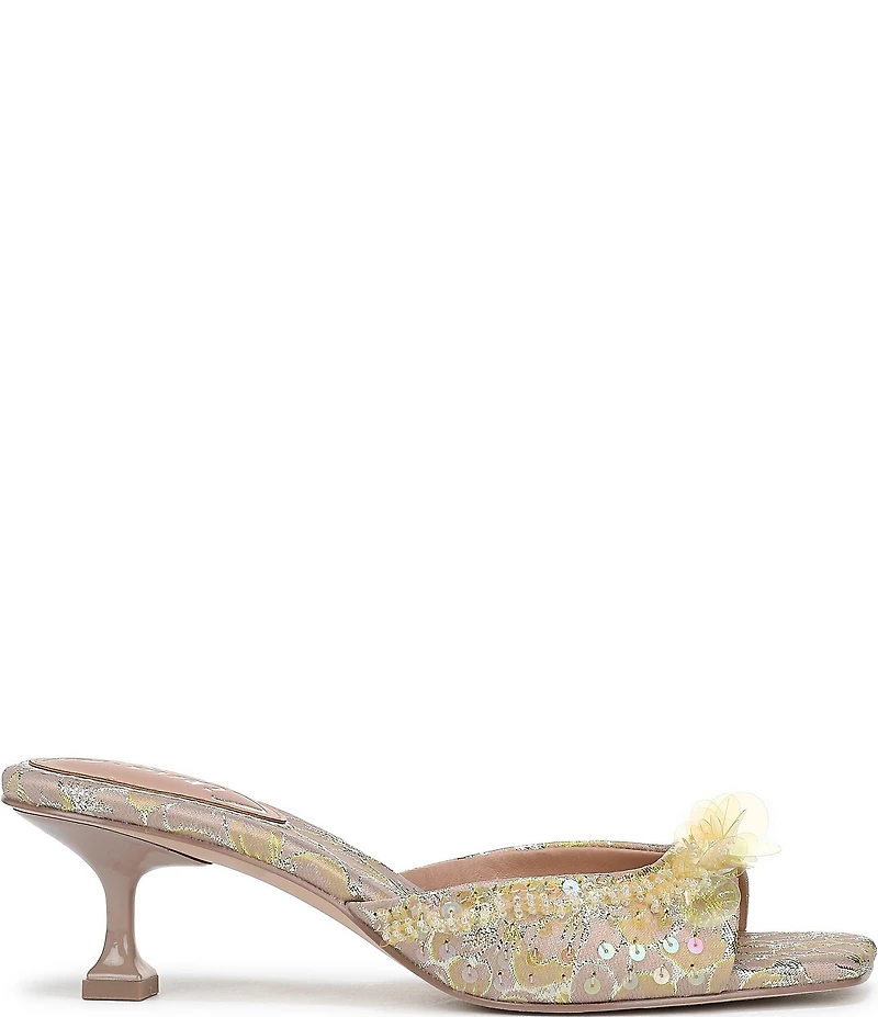 Circus NY by Sam Edelman Juliana Floral Satin Sequin Ornamented Dress Slide Sandals