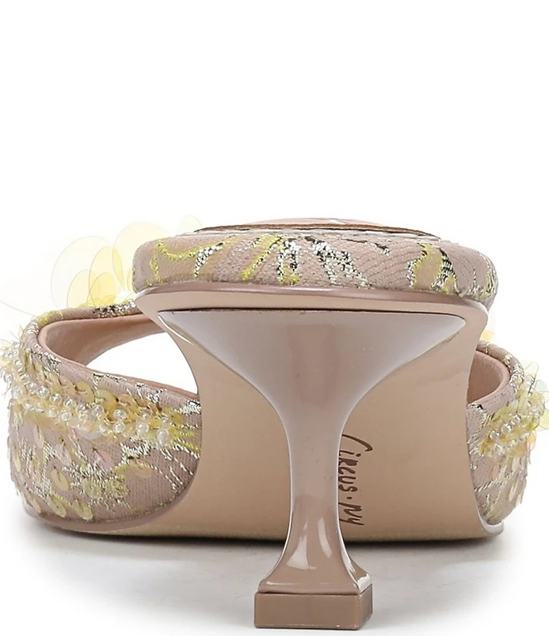 Circus NY by Sam Edelman Juliana Floral Satin Sequin Ornamented Dress Slide Sandals