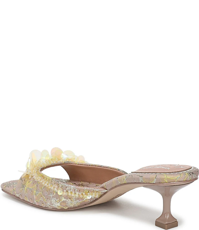 Circus NY by Sam Edelman Juliana Floral Satin Sequin Ornamented Dress Slide Sandals