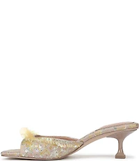 Circus NY by Sam Edelman Juliana Floral Satin Sequin Ornamented Dress Slide Sandals