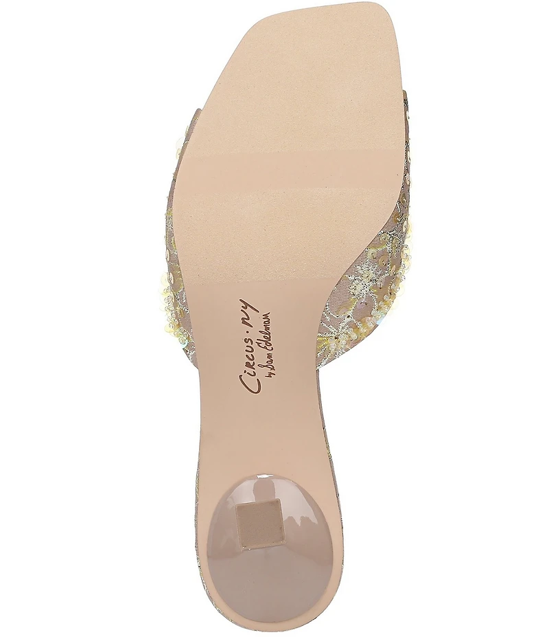 Circus NY by Sam Edelman Juliana Floral Satin Sequin Ornamented Dress Slide Sandals