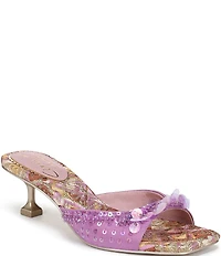 Circus NY by Sam Edelman Juliana Printed Satin Sequin Ornamented Dress Slide Sandals