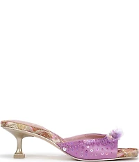 Circus NY by Sam Edelman Juliana Printed Satin Sequin Ornamented Dress Slide Sandals