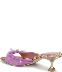 Circus NY by Sam Edelman Juliana Printed Satin Sequin Ornamented Dress Slide Sandals