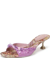 Circus NY by Sam Edelman Juliana Printed Satin Sequin Ornamented Dress Slide Sandals