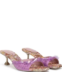 Circus NY by Sam Edelman Juliana Printed Satin Sequin Ornamented Dress Slide Sandals