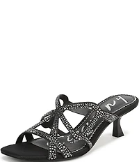 Circus NY by Sam Edelman Justine Rhinestone Satin Strappy Dress Slide Sandals